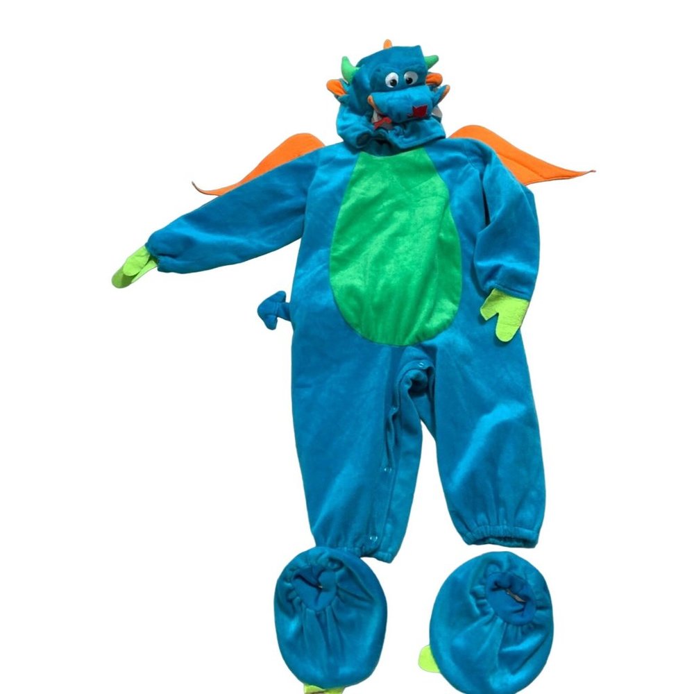 In Character Dragon Plush Costume Dress Up Halloween Size Large L 2 paws Hat Jum